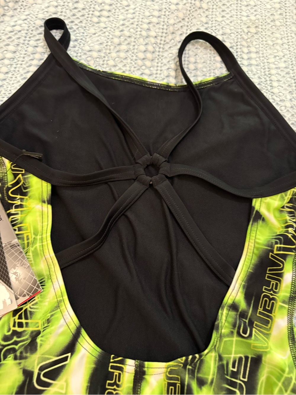 Arena Mabelle FL Spider Challenge Back Swimsuit Black Pistache Green Sz 32 - Picture 8 of 13